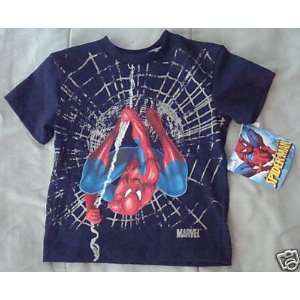 NWT Spider Man boys navy blue t shirt Sz Large 7 