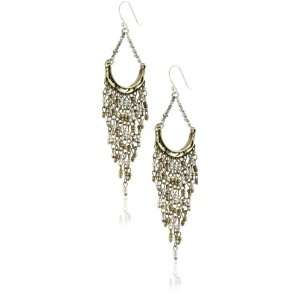 Lucky Brand Suzani Silver and Gold Tone Fringe Chandelier Earrings