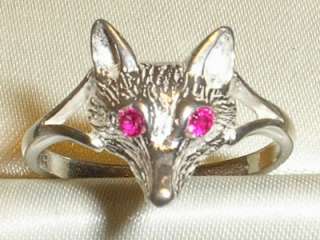 SOLID SILVER 925 STUNNING RUBY FOX RING SIZE N  