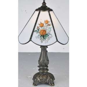 Meyda Tiffany 107812 One Light Rose Bouquet Mini Table Lamp, Antique 