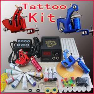  Tattoo Kit 2 Machine Gun Power Supply Ink Color Grip1021 