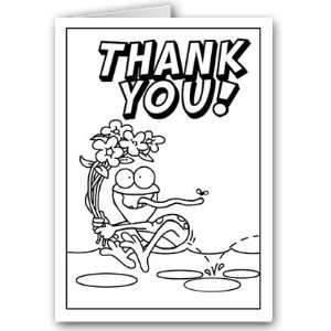 Funny Frog Kids Coloring Thank You Card Set