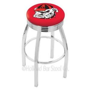 Georgia Bulldogs Bulldog Logo Chrome Swivel Bar Stool Base with Ribbed 