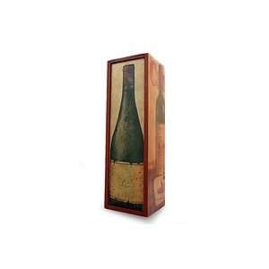  NOVICA Decoupage bottle holder box, Cheese and Wine 