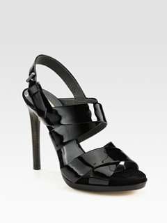 Reed Krakoff   Boxer Patent Leather and Suede Slingback Sandals
