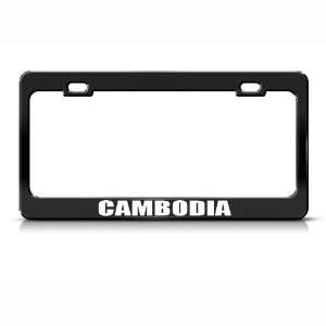 Cambodia Cambodian Flag Black Country Metal license plate frame Tag 