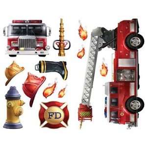 Fire Truck Brigade   22 Boys Firefighters Wall Stickers Decals  
