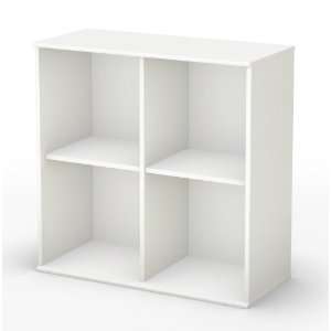   Open 4 Cubby Storage Shelves with Doors in Pure White