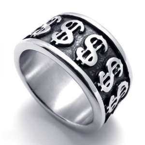   75685 13 Titanium Steel Money Dollar Sign Ring for Men & Woman Size 13