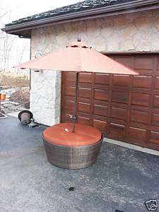 Frontgate Wicker Outdoor Chair pool Umbrella Bench round Sofa w 