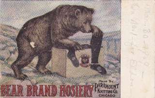 BEAR BRAND HOSIERY Chicago IL Knitting Co ad Postcard  