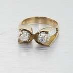Stunning Unique Vintage Art Deco 14K Yellow Gold Ladies Diamond Ring 