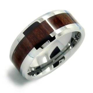 8MM Mens Tungsten Carbide Ring Wedding Band Wood Inlay Size 8 