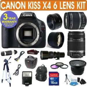  Canon Rebel KISS X4 + Canon 18 55mm Lens + Canon 55 250mm 