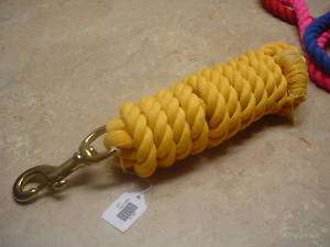 10 ft Yellow Cotton Lead Line Rope Brass Snap Horse  
