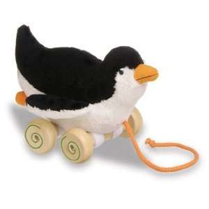  Wheelie Penguin Pull Toy   Plush Penguin on Wooden Wheels 