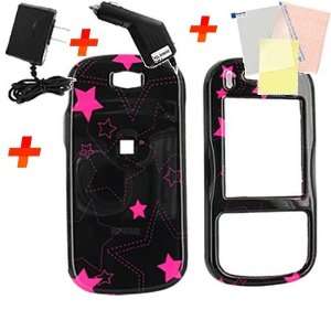  For Samsung Trance Pink Stars Black Accessory Bundle 