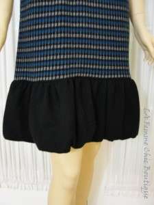   VALENTINO Size S Black, Gray, Blue Knit Short Sleeve Dress NWT  