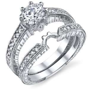 Carat Engagement Ring Set Sterling Silver Bridal Ring with Round 