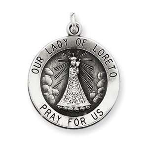   Silver Antiqued Our Lady of Loreto Medal Pendant   JewelryWeb Jewelry
