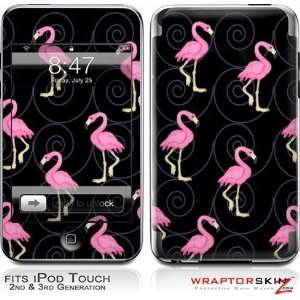 iPod Touch 2G & 3G Skin and Screen Protector Kit   Flamingos on Black