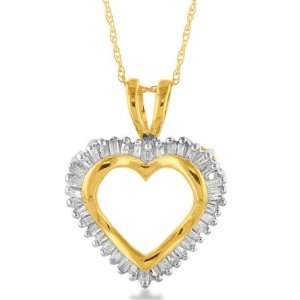    10K Yellow Gold Diamond Heart Pendant w/ 18 Chain Jewelry