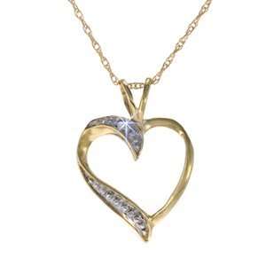  10k Yellow Gold Diamond Heart Pendant with Chain Jewelry