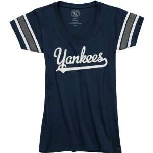 New York Yankees Womens Navy 47 Brand Off Campus Junior Cut T Shirt 