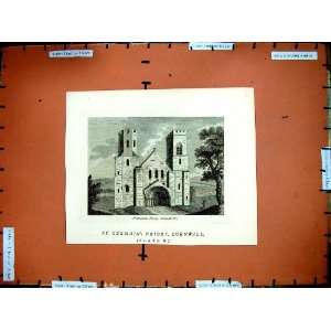 1787 St. Germains Priory Cornwall England Engraving 