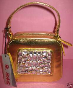 NWT Barganza Gold Evening Handbag Patent Purse  