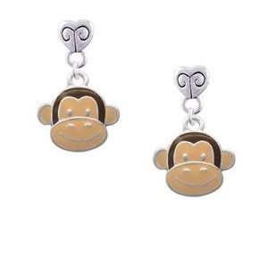 Monkey Face Mini Heart Charm Earrings [Jewelry]