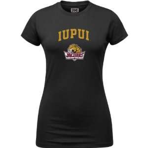  IUPUI Jaguars Black Womens Arch Logo T Shirt Sports 