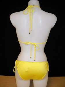 NWT MILLY NY Yellow Biarritz String Bikini Set L $174  