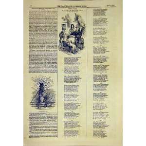  Angel Visits Lyric New Year Mackay Old Print 1850