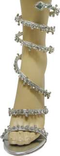 FAHRENHEIT Wrap Up Silver Evening Sandals Womens 7.5  