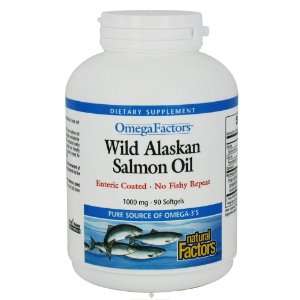  Natural Factors Wild Alaskan Salmon Oil, 1000mg, Softgels 