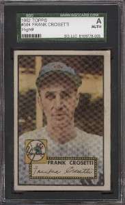 1952 Topps Baseball HI#384 Frank Crosetti Card   Yankees   SGC 