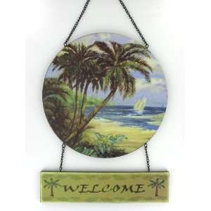  Welcome Sailboat Palm Tree Indoor Outdoor Wall Art
