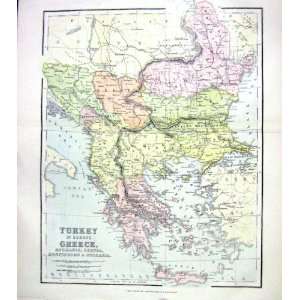   MAP c1906 TURKEY GREECE ROUMANIA SERVIA MONTENEGRO