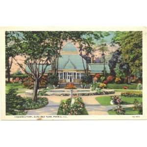 1940s Vintage Postcard Conservatory   Glen Oak Park   Peoria Illinois