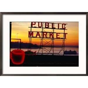 Pike Place Market Sign, Seattle, Washington, USA Collections Framed 