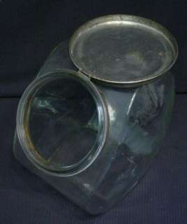 1920S CANDY STORE COUNTER DISPLAY GLASS JAR W/ TIN LID  