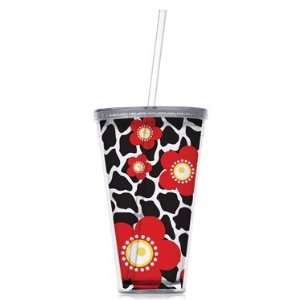   Giraffe/red 24oz Double wall Tumbler with Straw