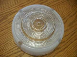 VINTAGE 1940s ART DECO Ceiling Light Shade White & Clear theatre 