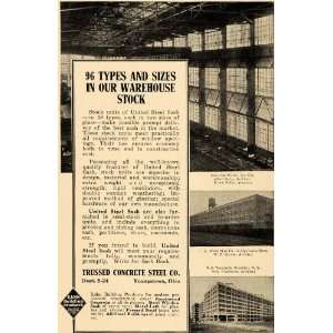 1917 Ad Trussed Concrete United Steel Sash Semi Stock   Original Print 