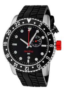 Red Line Watch 10001 Mens Classic GMT Black Dial Black Silicone 