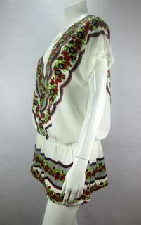FANCYQUBE Vintage BOHO DROP WAIST DRESS Long top Tunic Sz S/M  