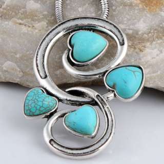 twisted Tibet silver blue howlite turquoise heart bead chain 