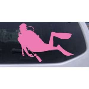Diver Sports Car Window Wall Laptop Decal Sticker    Pink 6in X 8.6in