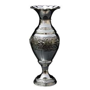  Silver Plated Vase with Leaf Pattern